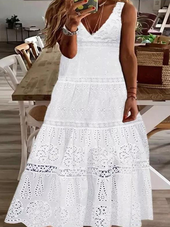 Women's Dresses Casual V-Neck Lace Sleeveless Dress