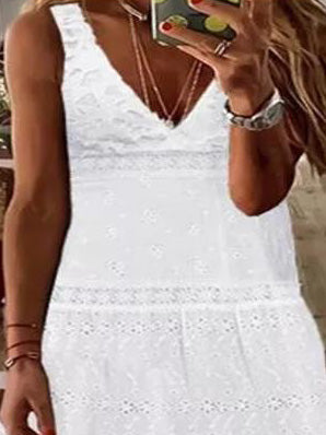 Women's Dresses Casual V-Neck Lace Sleeveless Dress
