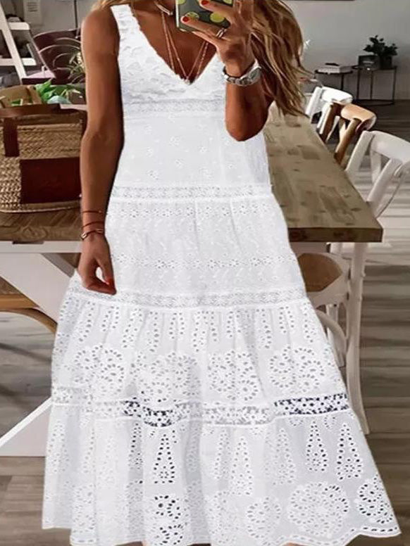 Women's Dresses Casual V-Neck Lace Sleeveless Dress