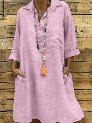 Women's Dresses Loose Solid Pocket Three-Quarter Sleeve Dress