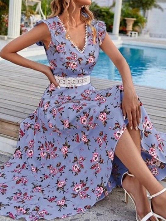 Women's Dresses Floral Print V-Neck Sleeveless Dress