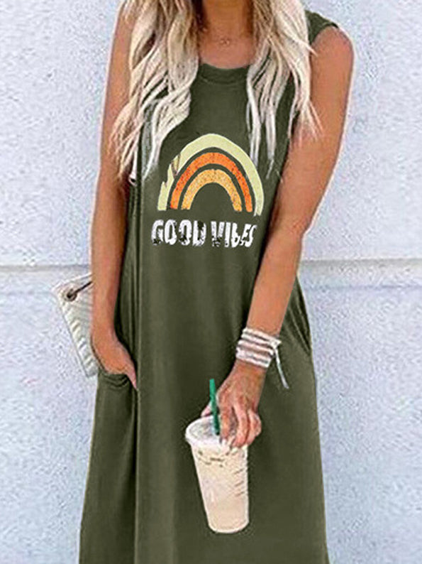 Round Neck Short Sleeve Loose Casual Dress