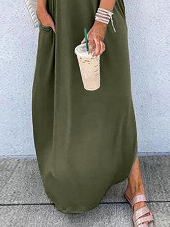 Round Neck Short Sleeve Loose Casual Dress