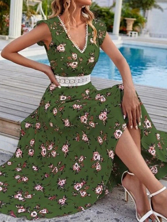 Women's Dresses Floral Print V-Neck Sleeveless Dress