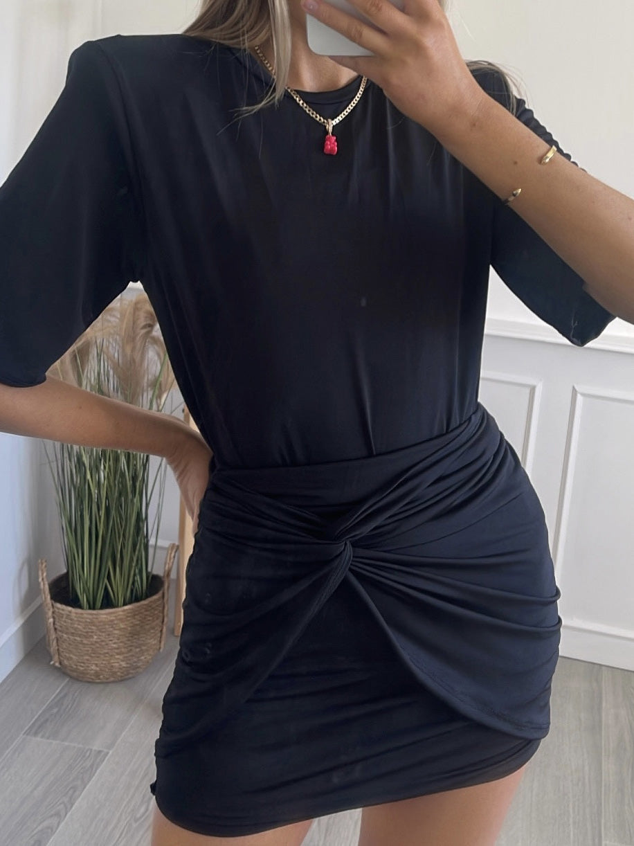 Women's Sets Short Sleeve Ruched Mini Skirts Two-Piece Set