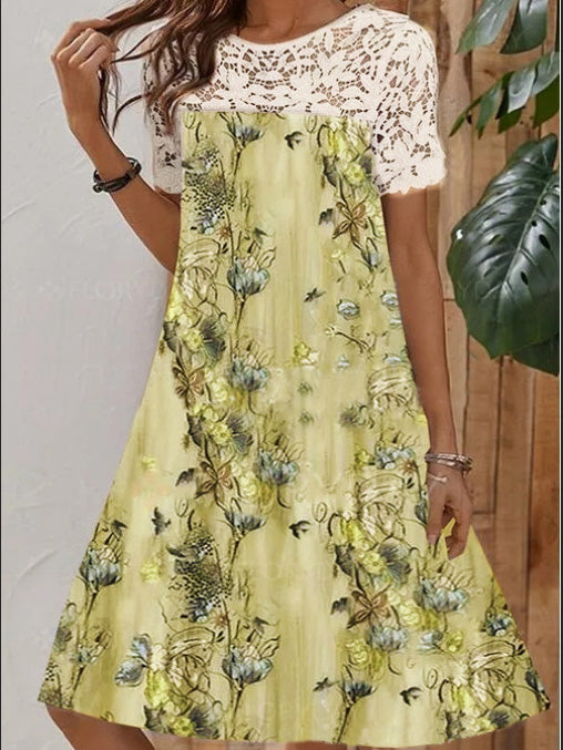 Women's Dresses Casual Lace Print Short Sleeve Dress