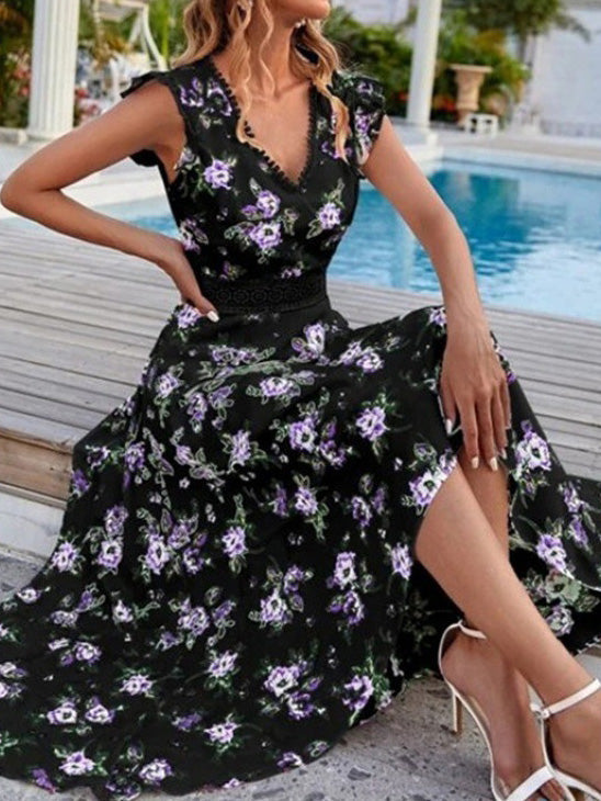 Women's Dresses Floral Print V-Neck Sleeveless Dress