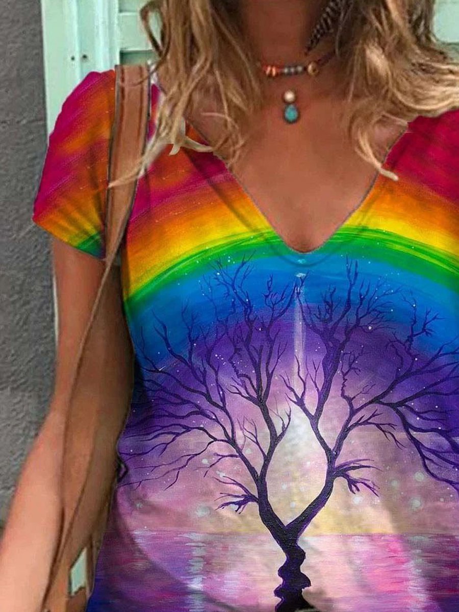 Abstract Painting Print Short-Sleeved T-Shirt - T-Shirts - INS | Online Fashion Free Shipping Clothing, Dresses, Tops, Shoes - 05/19/2021 - Category_T-Shirts - Color_Pattern