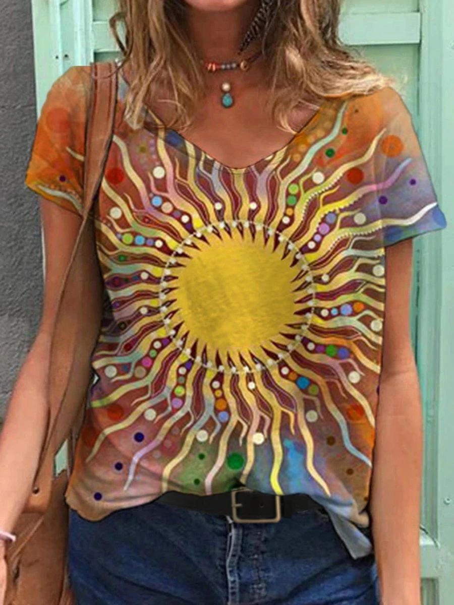 Abstract Painting Print Short-Sleeved T-Shirt - T-Shirts - INS | Online Fashion Free Shipping Clothing, Dresses, Tops, Shoes - 05/19/2021 - Category_T-Shirts - Color_Pattern