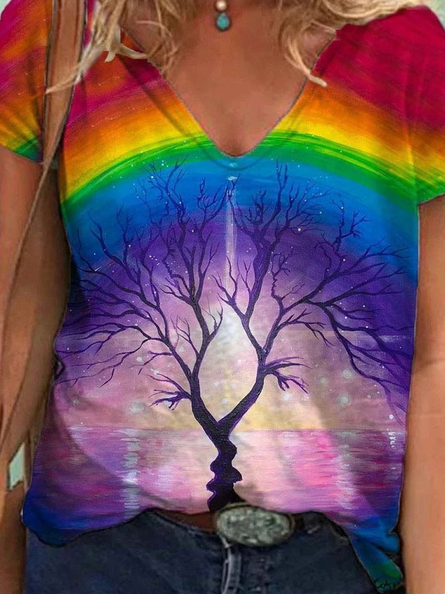 Abstract Painting Print Short-Sleeved T-Shirt - T-Shirts - INS | Online Fashion Free Shipping Clothing, Dresses, Tops, Shoes - 05/19/2021 - Category_T-Shirts - Color_Pattern