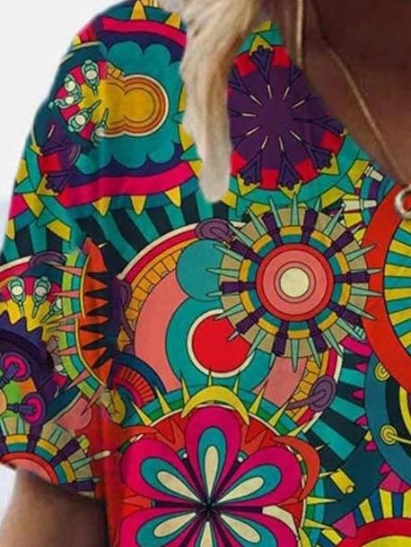 Abstract Painting Print Short-sleeved T-shirt - T-shirts - INS | Online Fashion Free Shipping Clothing, Dresses, Tops, Shoes - 09/06/2021 - Color_Red - Size_2XL