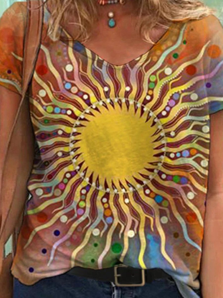 Abstract Painting Print Short-Sleeved T-Shirt - T-Shirts - INS | Online Fashion Free Shipping Clothing, Dresses, Tops, Shoes - 05/19/2021 - Category_T-Shirts - Color_Pattern