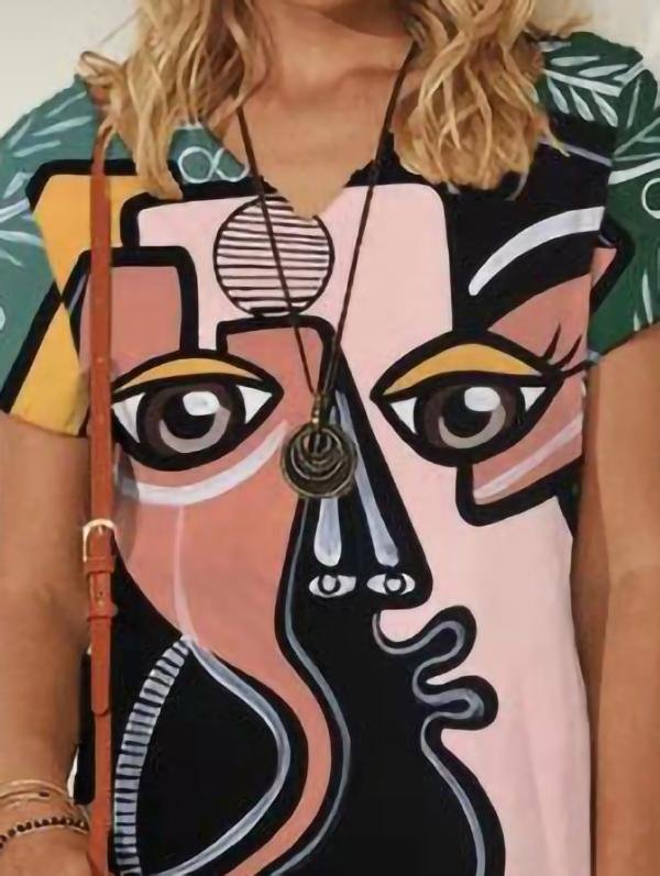 Abstract Painting Printed Mini Dresses - Mini Dresses - INS | Online Fashion Free Shipping Clothing, Dresses, Tops, Shoes - 10/06/2021 - Color_Green - Color_Purple