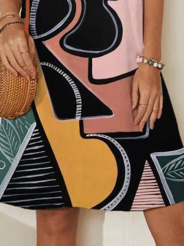 Abstract Painting Printed Mini Dresses - Mini Dresses - INS | Online Fashion Free Shipping Clothing, Dresses, Tops, Shoes - 10/06/2021 - Color_Green - Color_Purple