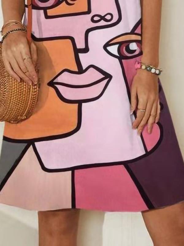 Abstract Painting Printed Mini Dresses - Mini Dresses - INS | Online Fashion Free Shipping Clothing, Dresses, Tops, Shoes - 10/06/2021 - Color_Green - Color_Purple