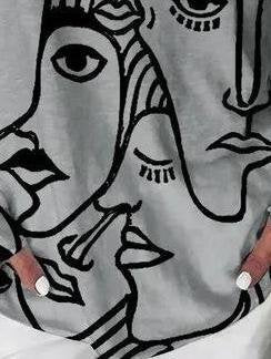 Abstract Print Long Sleeve T-shirt - T-shirts - INS | Online Fashion Free Shipping Clothing, Dresses, Tops, Shoes - 15/06/2021 - Color_Black - Color_Blue