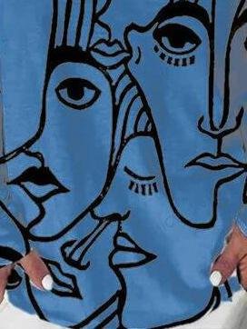 Abstract Print Long Sleeve T-shirt - T-shirts - INS | Online Fashion Free Shipping Clothing, Dresses, Tops, Shoes - 15/06/2021 - Color_Black - Color_Blue