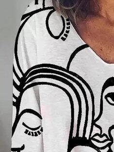 Abstract Print Long Sleeve T-shirt - T-shirts - INS | Online Fashion Free Shipping Clothing, Dresses, Tops, Shoes - 15/06/2021 - Color_Black - Color_Blue