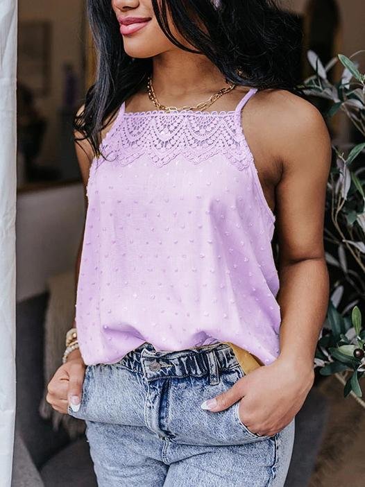 All-match Solid Color Lace Sleeveless Camisole - Tank Tops - INS | Online Fashion Free Shipping Clothing, Dresses, Tops, Shoes - 03/06/2021 - Color_Black - Color_Pink