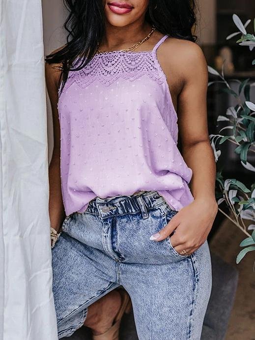 All-match Solid Color Lace Sleeveless Camisole - Tank Tops - INS | Online Fashion Free Shipping Clothing, Dresses, Tops, Shoes - 03/06/2021 - Color_Black - Color_Pink