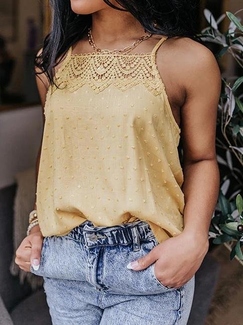 All-match Solid Color Lace Sleeveless Camisole - Tank Tops - INS | Online Fashion Free Shipping Clothing, Dresses, Tops, Shoes - 03/06/2021 - Color_Black - Color_Pink