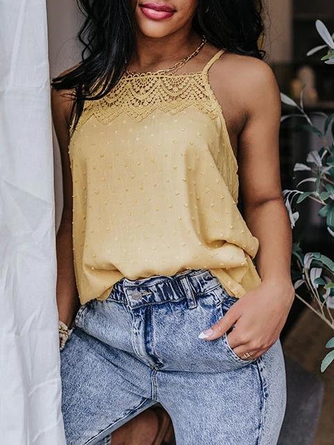 All-match Solid Color Lace Sleeveless Camisole - Tank Tops - INS | Online Fashion Free Shipping Clothing, Dresses, Tops, Shoes - 03/06/2021 - Color_Black - Color_Pink