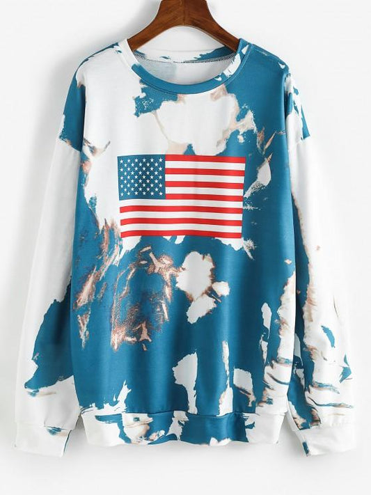 American Flag Tie Dye Boyfriend Sweatshirt - INS | Online Fashion Free Shipping Clothing, Dresses, Tops, Shoes