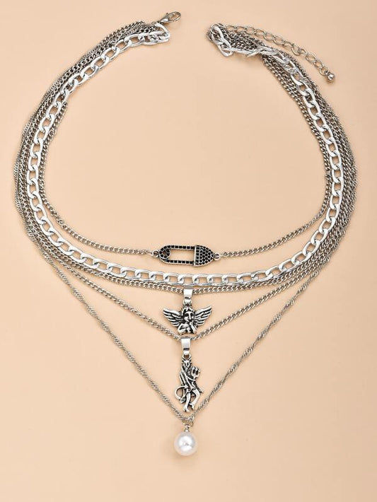 Angel Charm Layered Necklace - INS | Online Fashion Free Shipping Clothing, Dresses, Tops, Shoes