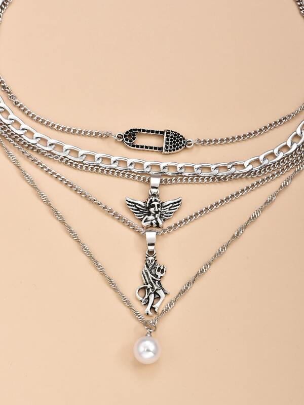 Angel Charm Layered Necklace - INS | Online Fashion Free Shipping Clothing, Dresses, Tops, Shoes