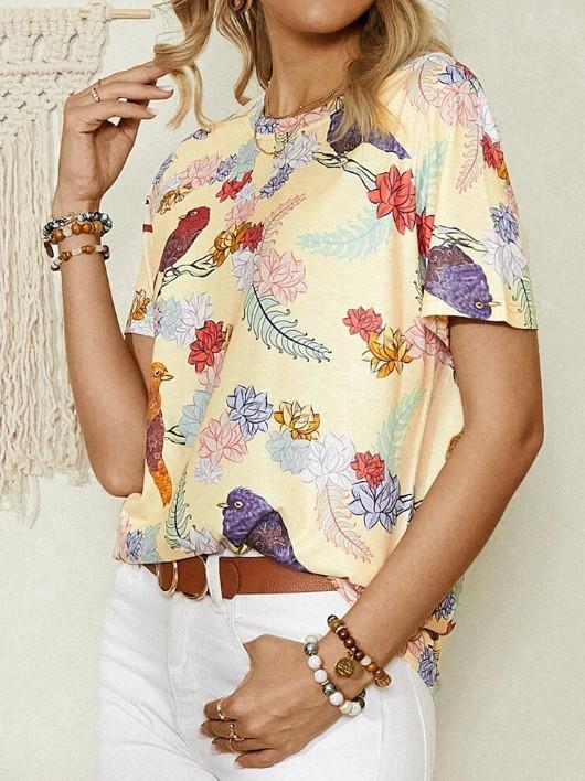 Animal Print Short Sleeve Round Neck Casual T-Shirt - T-Shirts - INS | Online Fashion Free Shipping Clothing, Dresses, Tops, Shoes - 09/07/2021 - 10-20 - Category_T-Shirts
