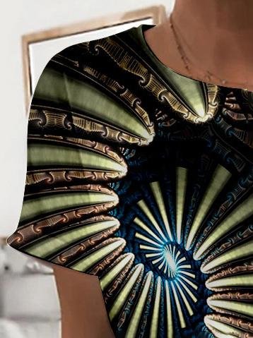 Architectural Printing Round Neck T-shirt - T-shirts - INS | Online Fashion Free Shipping Clothing, Dresses, Tops, Shoes - 10-20 - 13/07/2021 - color-green