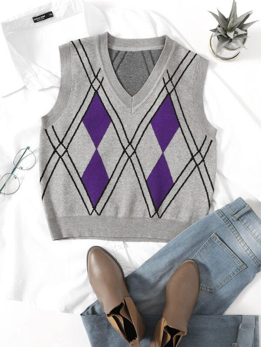 Argyle Knit Sweater Vest - INS | Online Fashion Free Shipping Clothing, Dresses, Tops, Shoes