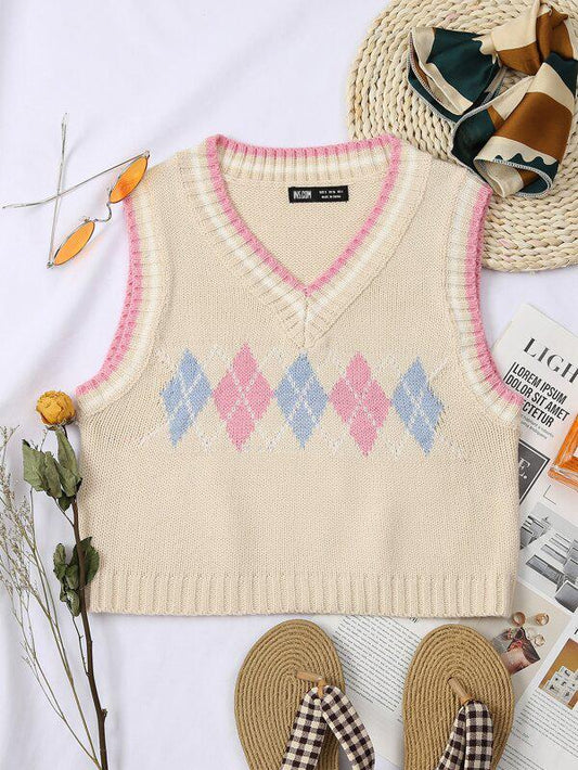 Argyle Pattern Sweater Vest - INS | Online Fashion Free Shipping Clothing, Dresses, Tops, Shoes