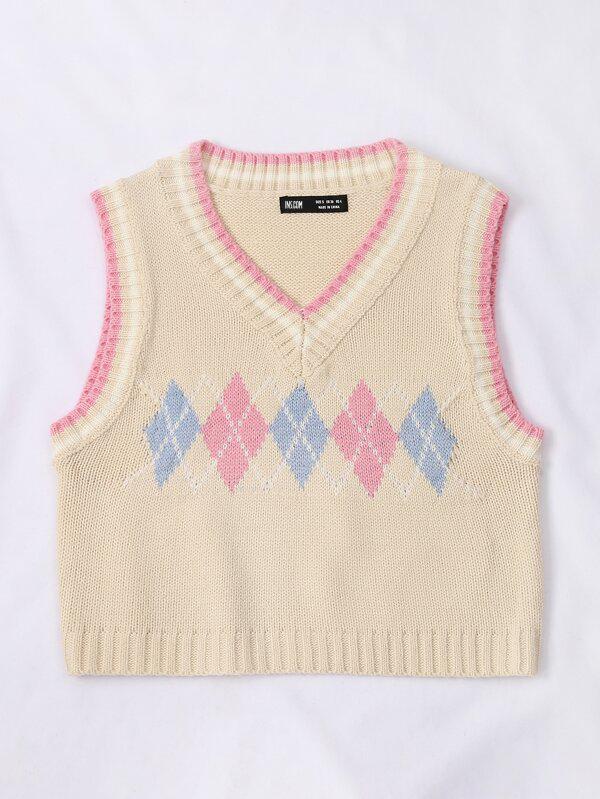 Argyle Pattern Sweater Vest - INS | Online Fashion Free Shipping Clothing, Dresses, Tops, Shoes