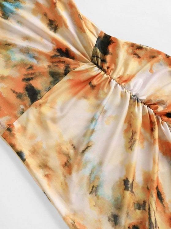 Asymmetric Tie Dye Ruched Bodycon Dress - INS | Online Fashion Free Shipping Clothing, Dresses, Tops, Shoes
