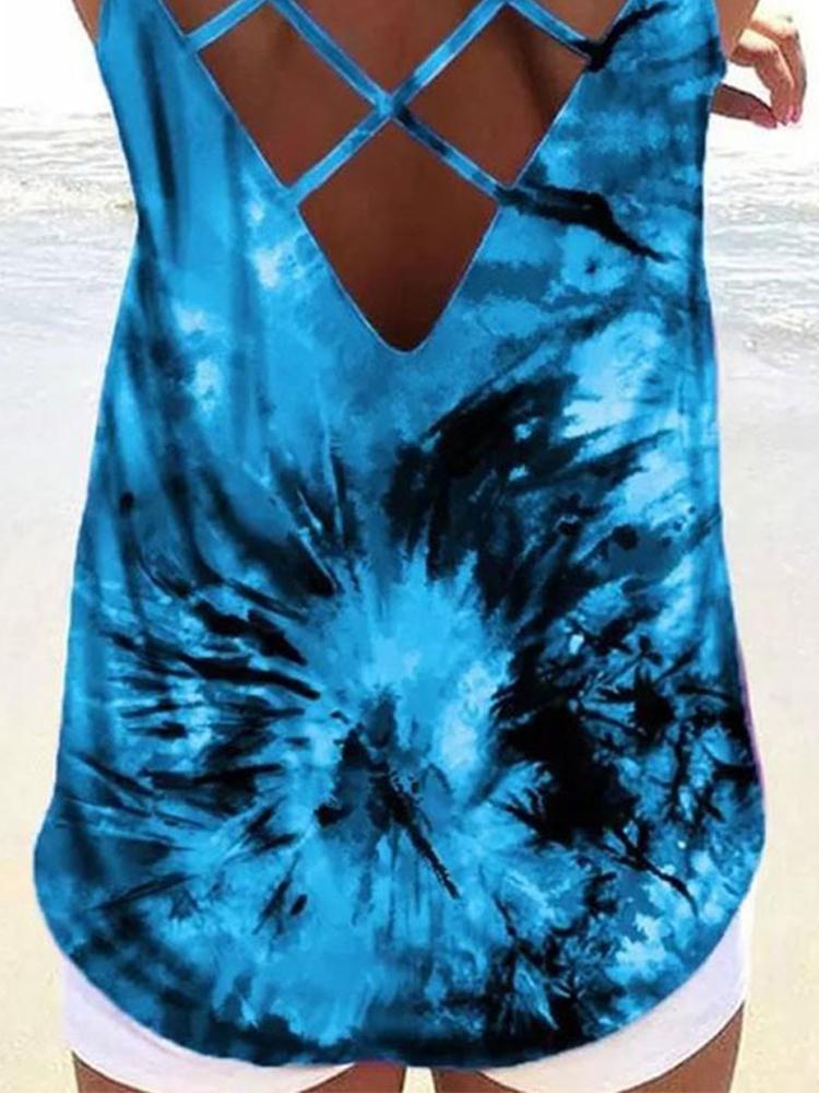 Backless Tie Dye Spaghetti Straps Sleeveless Tank Top - Tank Tops - INS | Online Fashion Free Shipping Clothing, Dresses, Tops, Shoes - 18/05/2021 - Color_Blue - Color_Pink
