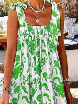 Bandage Shoulder Sling Print Dress - Maxi Dresses - INS | Online Fashion Free Shipping Clothing, Dresses, Tops, Shoes - 17/06/2021 - 30-40 - color-green