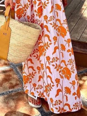 Bandage Shoulder Sling Print Dress - Maxi Dresses - INS | Online Fashion Free Shipping Clothing, Dresses, Tops, Shoes - 17/06/2021 - 30-40 - color-green