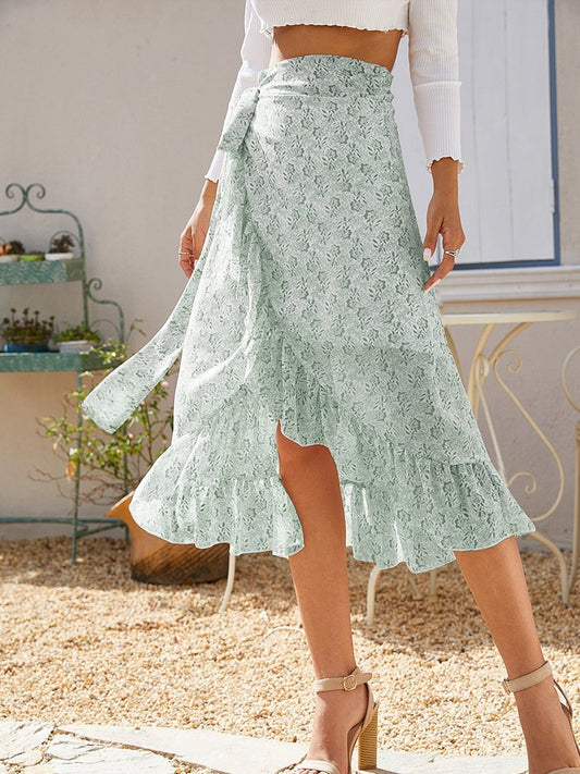 Bandage Split Irregular Floral Chiffon Skirt - Skirts - INS | Online Fashion Free Shipping Clothing, Dresses, Tops, Shoes - 09/07/2021 - 20-30 - Bottoms