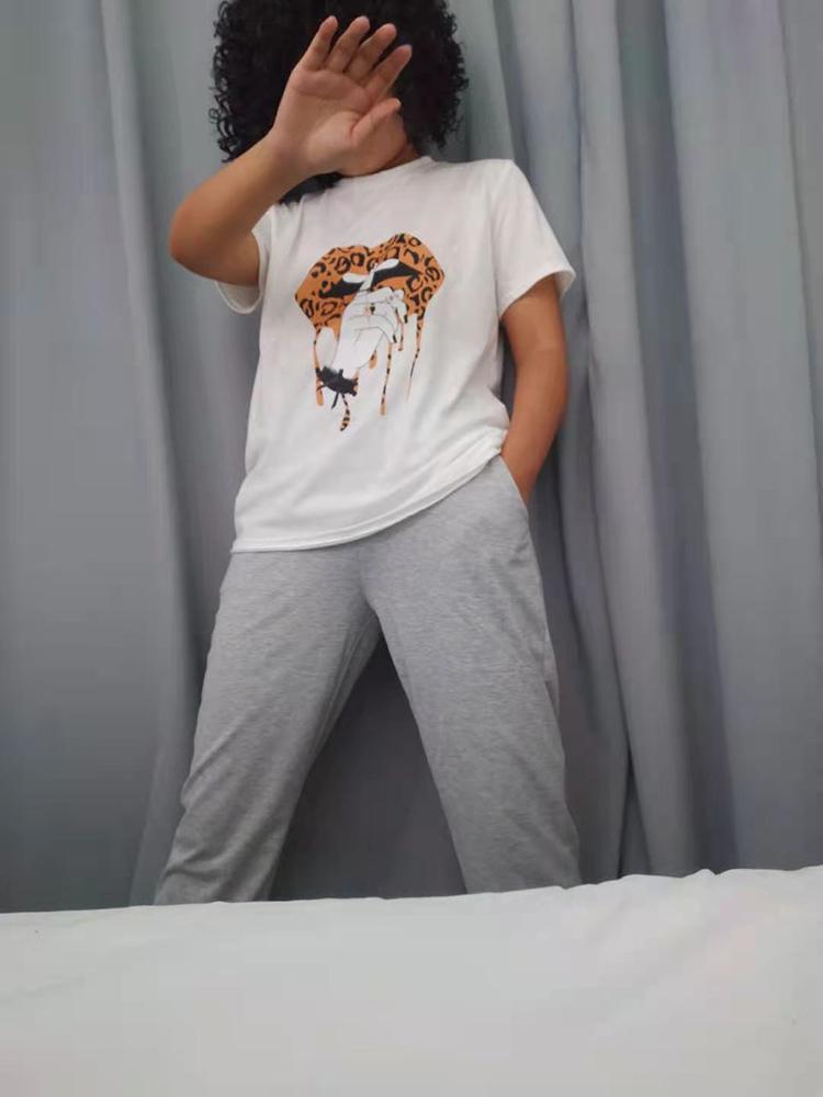 Basic Leopard Lip Print Women T-shirt - T-Shirts - INS | Online Fashion Free Shipping Clothing, Dresses, Tops, Shoes - 26/04/2021 - Color_White - Season_Summer