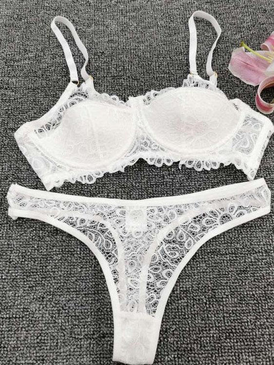 Basic Solid Color Sling Two-piece Underwear - Lingerie - INS | Online Fashion Free Shipping Clothing, Dresses, Tops, Shoes - 07/06/2021 - Color_White - LIN2106030012