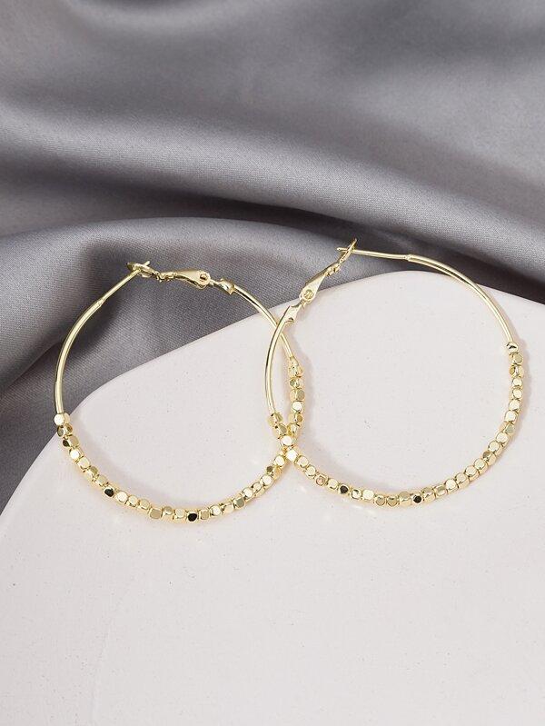 Bead Detail Hoop Earrings - INS | Online Fashion Free Shipping Clothing, Dresses, Tops, Shoes
