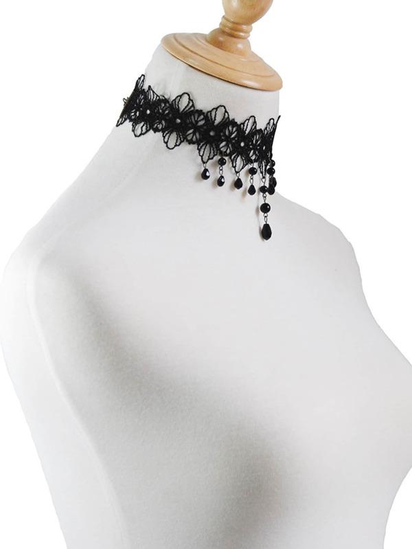 Bead Tassel Contrast Lace Choker - INS | Online Fashion Free Shipping Clothing, Dresses, Tops, Shoes