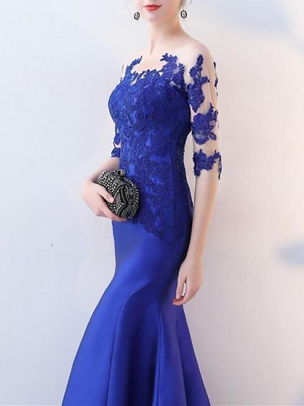 Beading Mermaid Plus Size Mother of the Bride Dress with Sleeve - Dresses - INS | Online Fashion Free Shipping Clothing, Dresses, Tops, Shoes - 03/02/2021 - Blue - Color_Blue