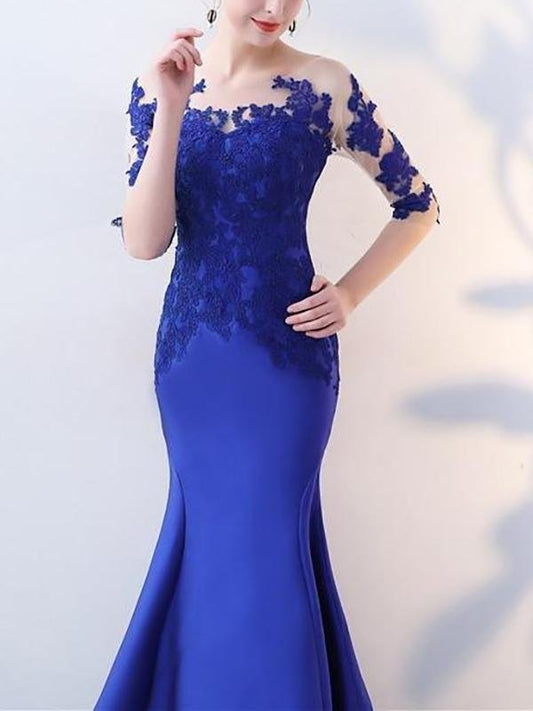 Beading Mermaid Plus Size Mother of the Bride Dress with Sleeve - Dresses - INS | Online Fashion Free Shipping Clothing, Dresses, Tops, Shoes - 03/02/2021 - Blue - Color_Blue