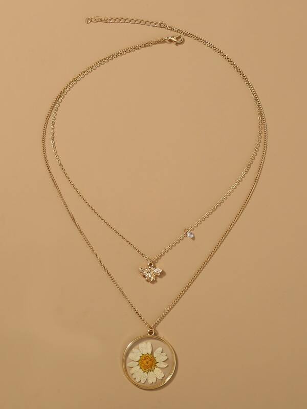 Bee & Flower Charm Layered Necklace - INS | Online Fashion Free Shipping Clothing, Dresses, Tops, Shoes
