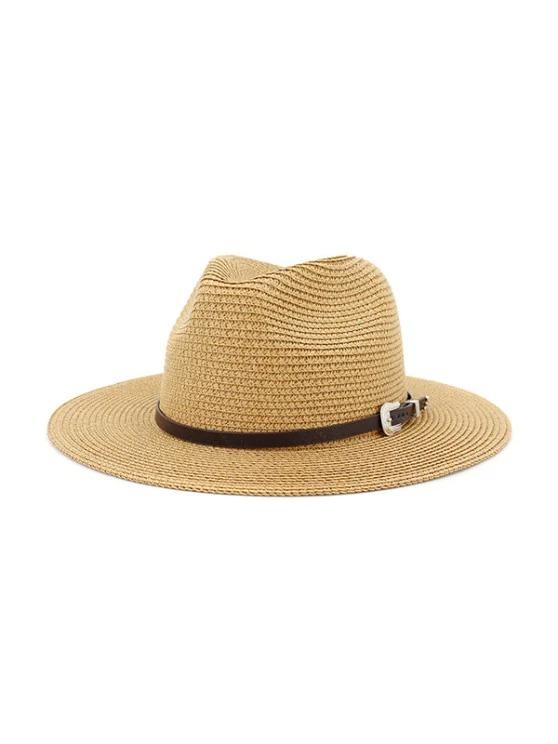 Belt Embellished Straw Outdoor Jazz Beach Hat - Straw Hat - INS | Online Fashion Free Shipping Clothing, Dresses, Tops, Shoes - 02/09/2021 - Autumn - Beige