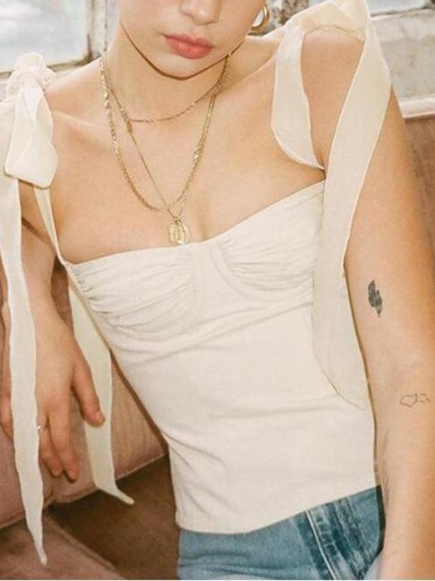 Bowknot Strap Wrap Solid Color Camisole - Tank Tops - INS | Online Fashion Free Shipping Clothing, Dresses, Tops, Shoes - 22/04/2021 - 2204V3 - BLO210422233