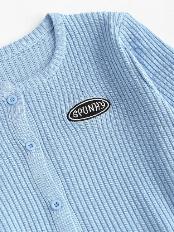 Button Up Crew Neck Embroidered Cardigan - INS | Online Fashion Free Shipping Clothing, Dresses, Tops, Shoes