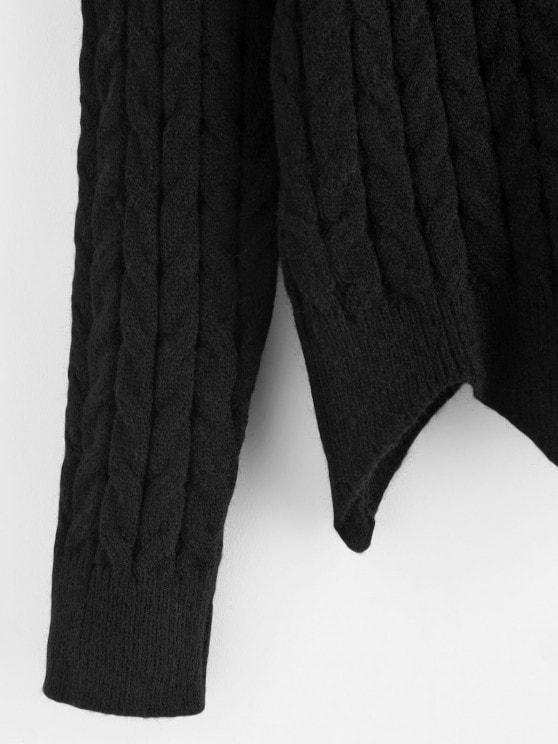 Cable Knit Button Up Angled Hem Cardigan - INS | Online Fashion Free Shipping Clothing, Dresses, Tops, Shoes